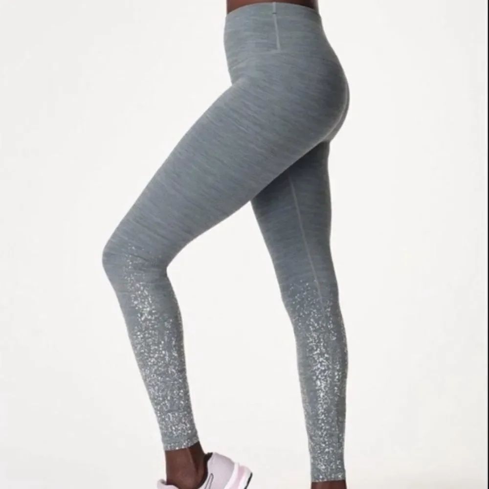 SWEATY BETTY | Blue Terrazzo Placement Disco Metallic 7/8 Leggings Women’s Small
